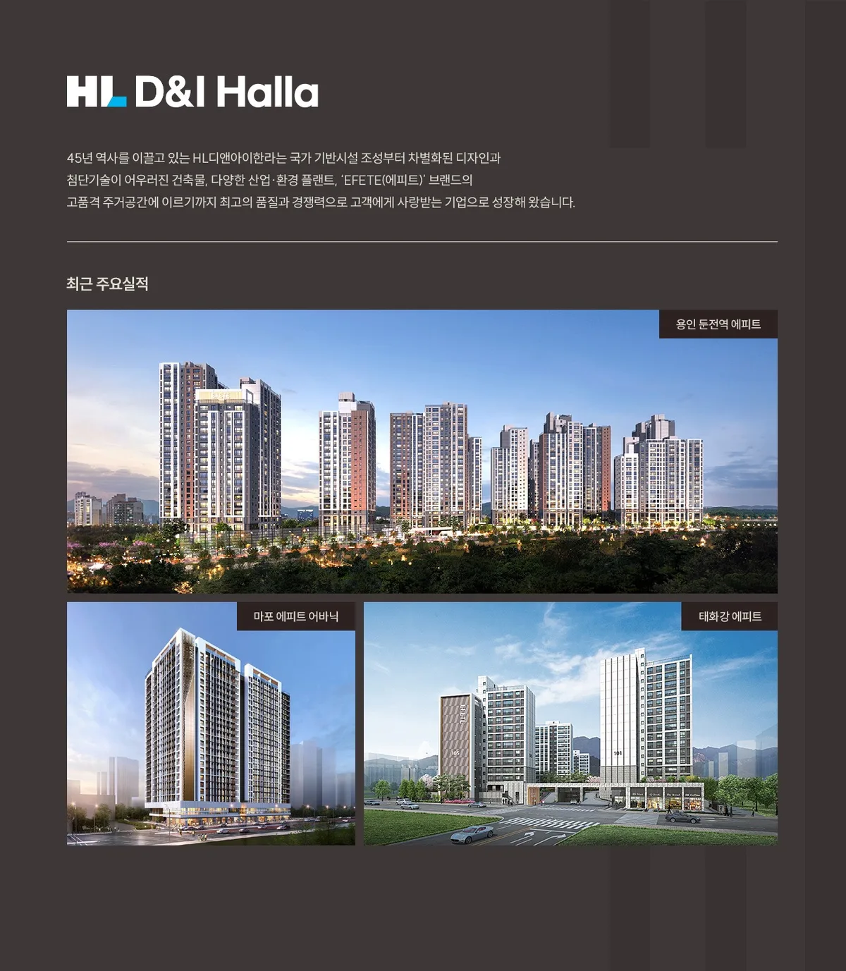HL D&I Halla와 에피트 브랜드 소개 및 주요 실적